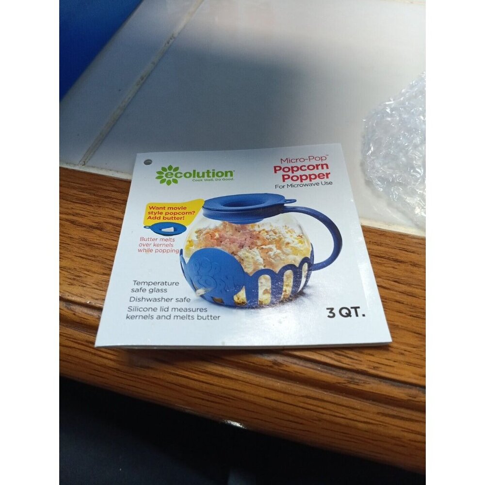 New in box Ecolution Micro-Pop 3 Quart Microwave Popcorn Popper - Blue - Picture 2 of 2